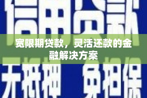 芮城宽限期贷款，灵活还款的金融解决方案