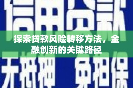 芮城探索贷款风险转移方法，金融创新的关键路径