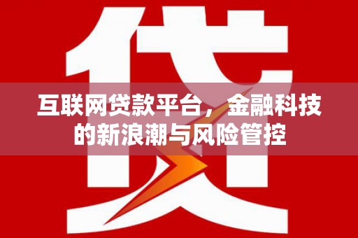 芮城互联网贷款平台，金融科技的新浪潮与风险管控